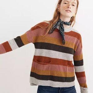 Madewell Stripe Patch Pocket Pullover Sweater